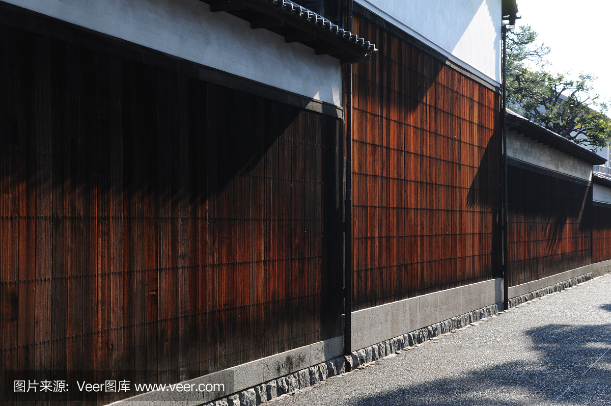 日本冈山县kurashiki Bikan Chiku风景区的墙壁
