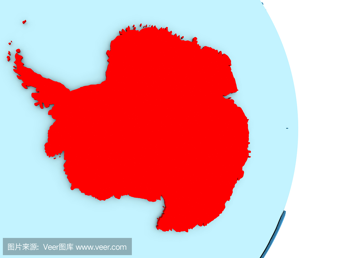 南极洲在蓝色的政治地球