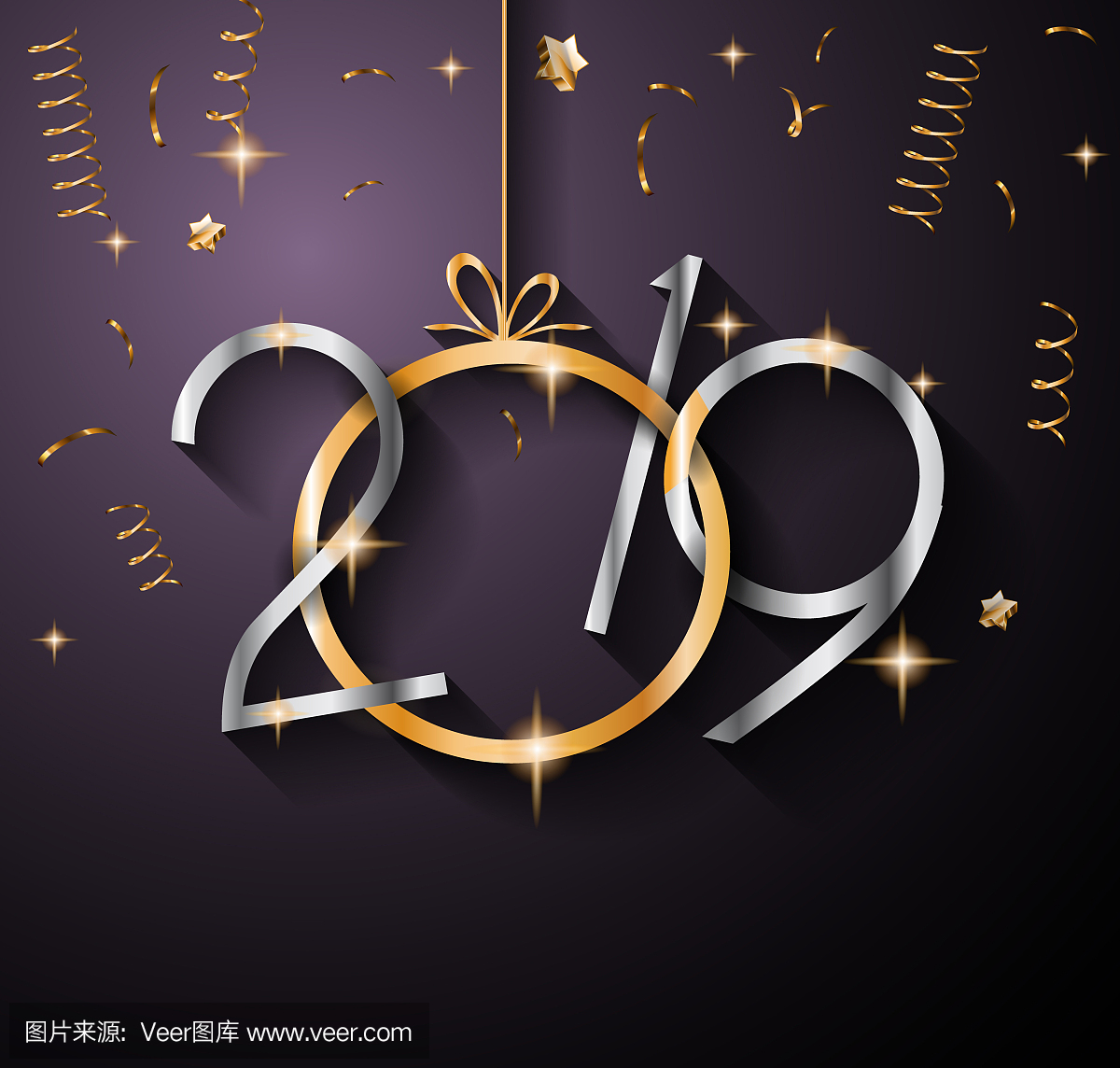 2019年新年快乐背景为您的季节性传单和问候