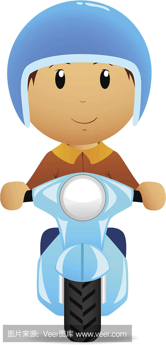 卡通男子骑摩托车。