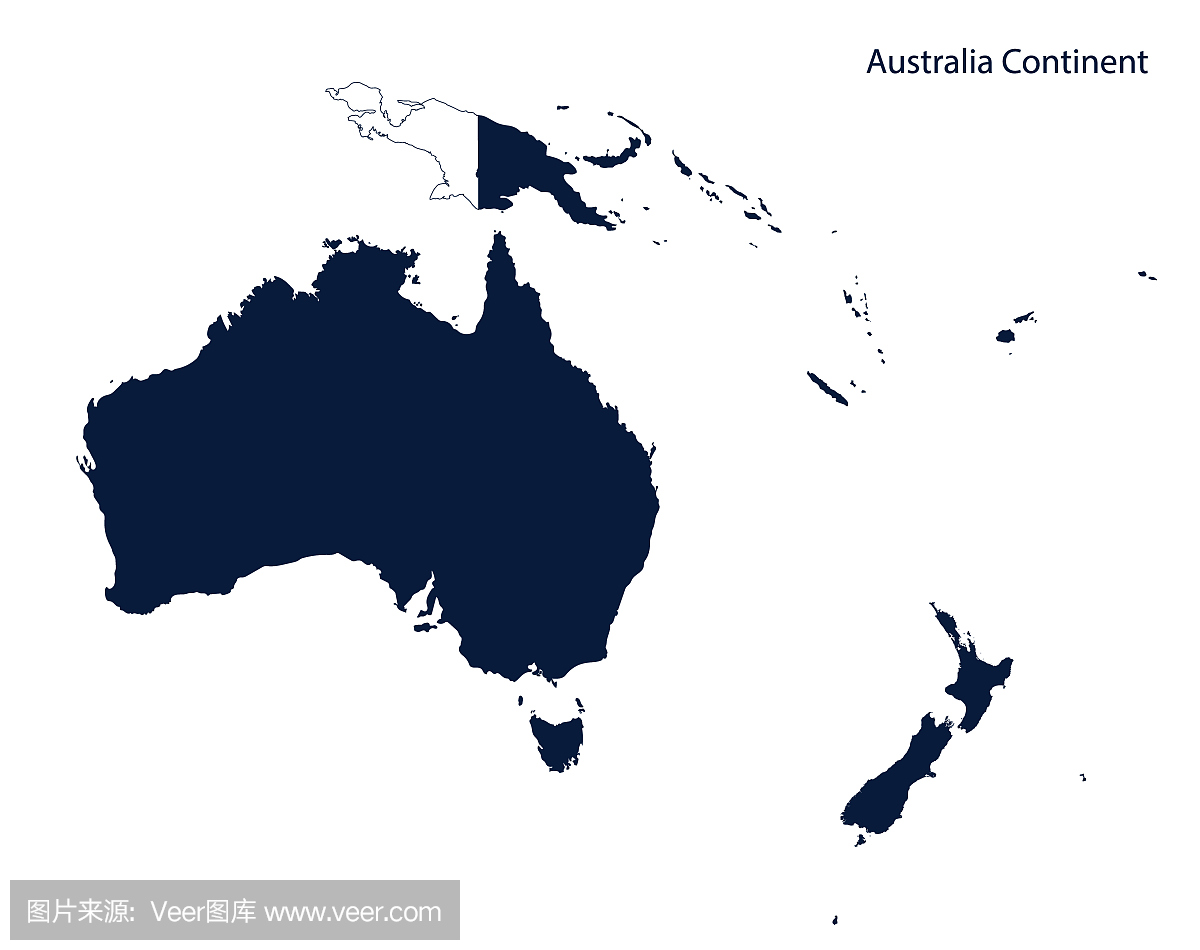 澳大利亚和大洋洲大陆的地图