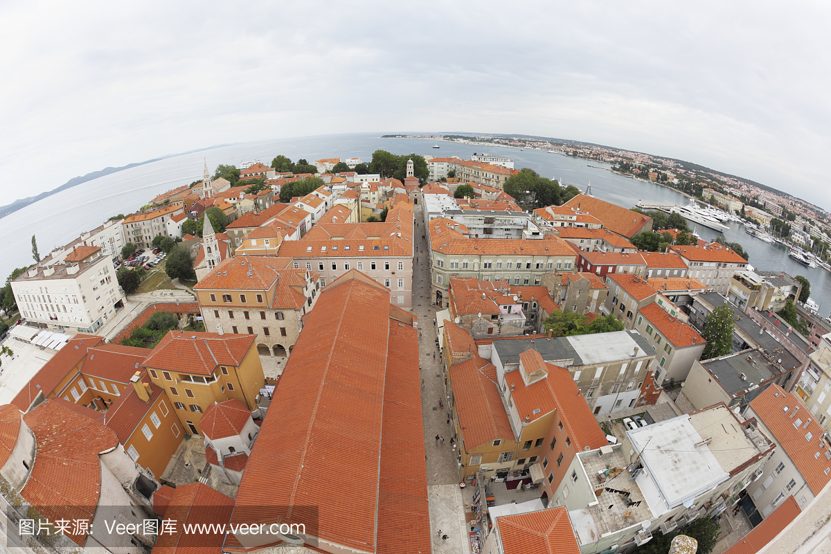 地中海历史屋顶扎达尔克罗地亚鱼眼景观