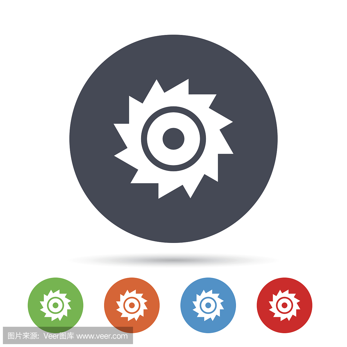 锯圆形轮标志图标。切割刀片。