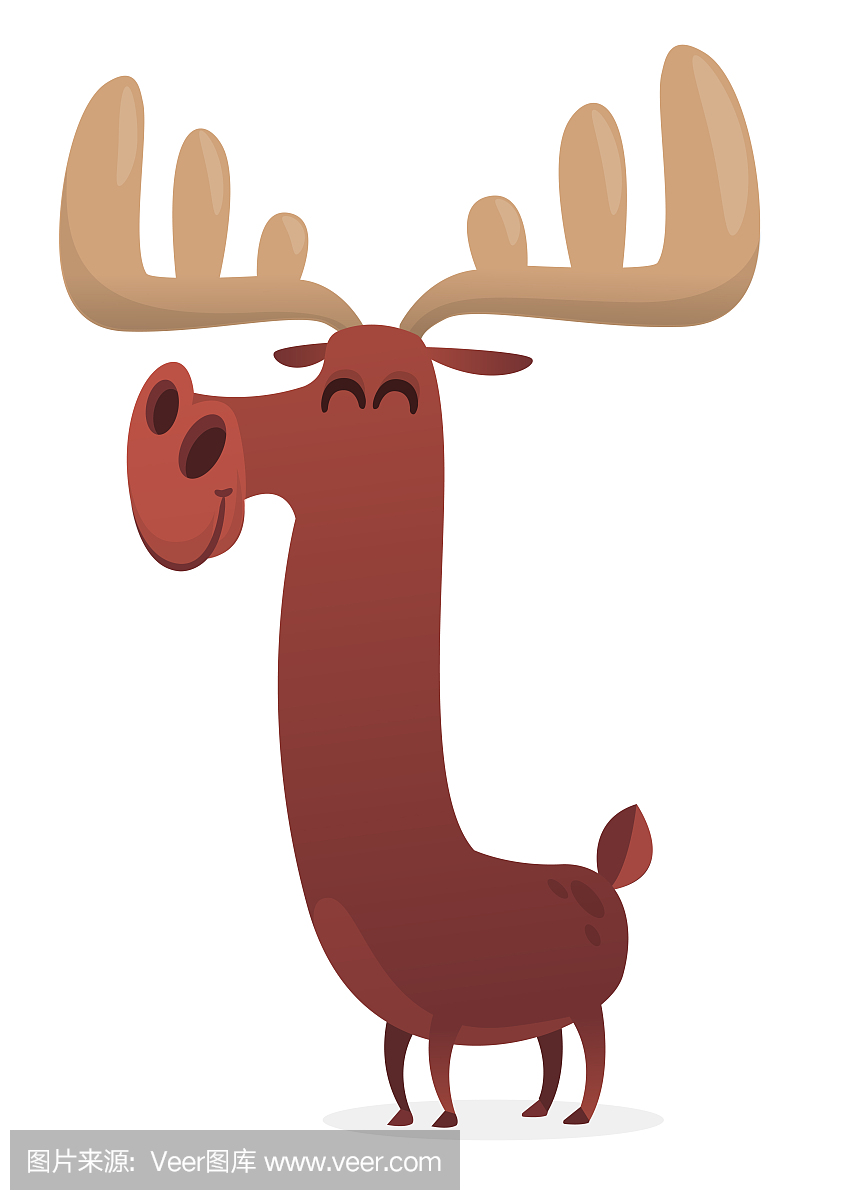 可爱的卡通驼鹿字符。野生森林动物集合。宝宝