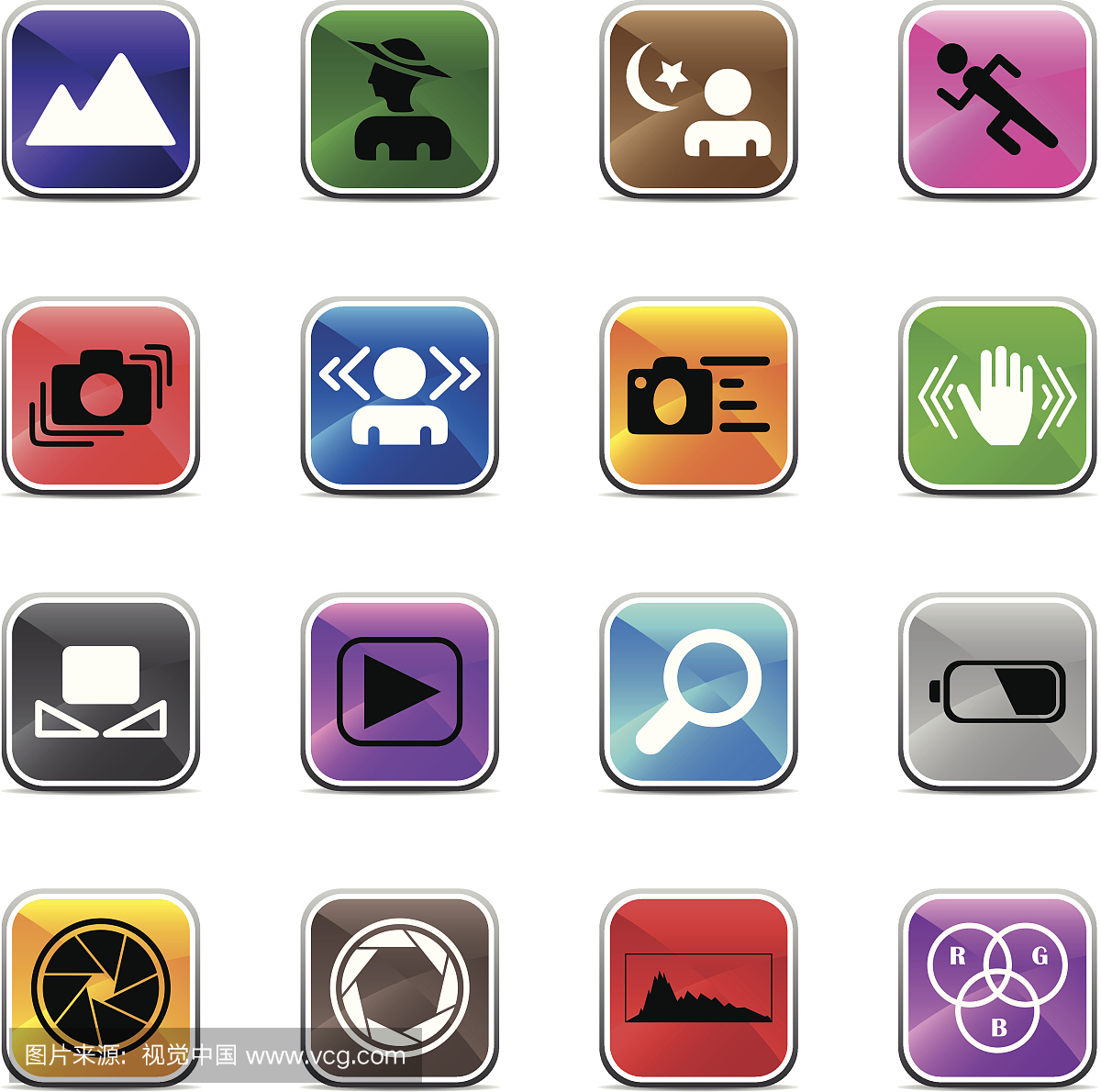 单反相机符号 - 闪亮的颜色