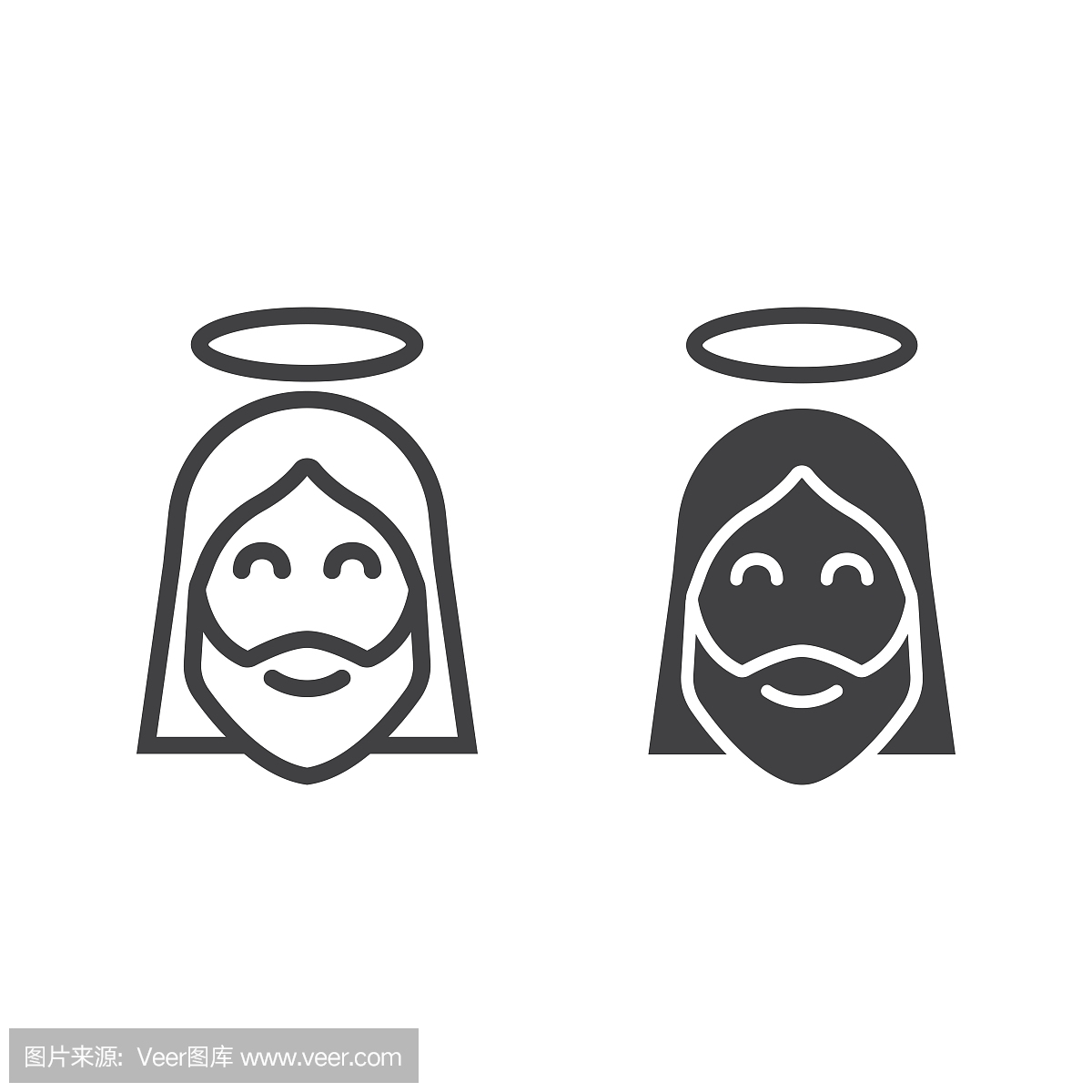 耶稣线和标志符号图标,复活节和假期,基督标志