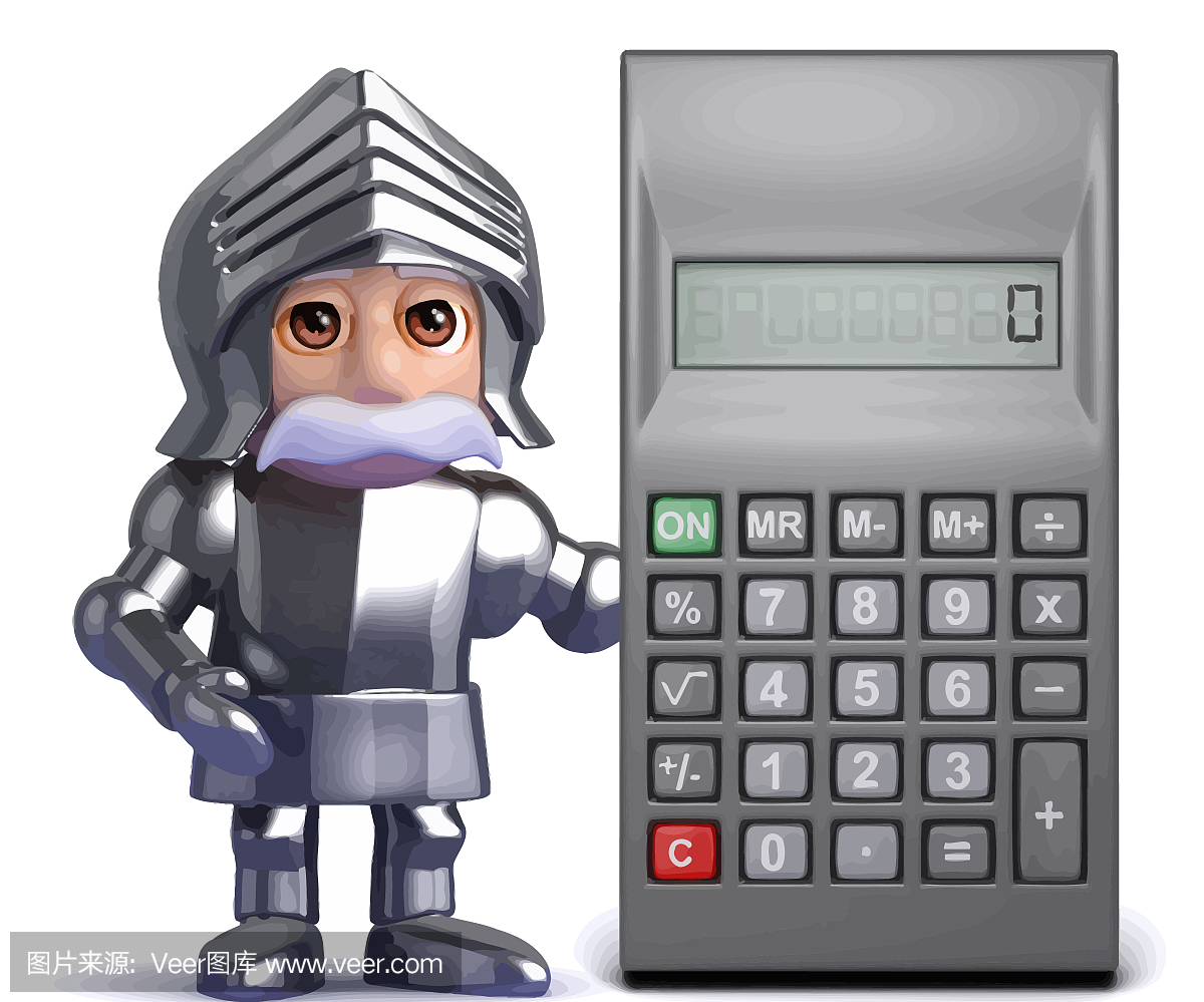 矢量3d盔甲与计算器的骑士
