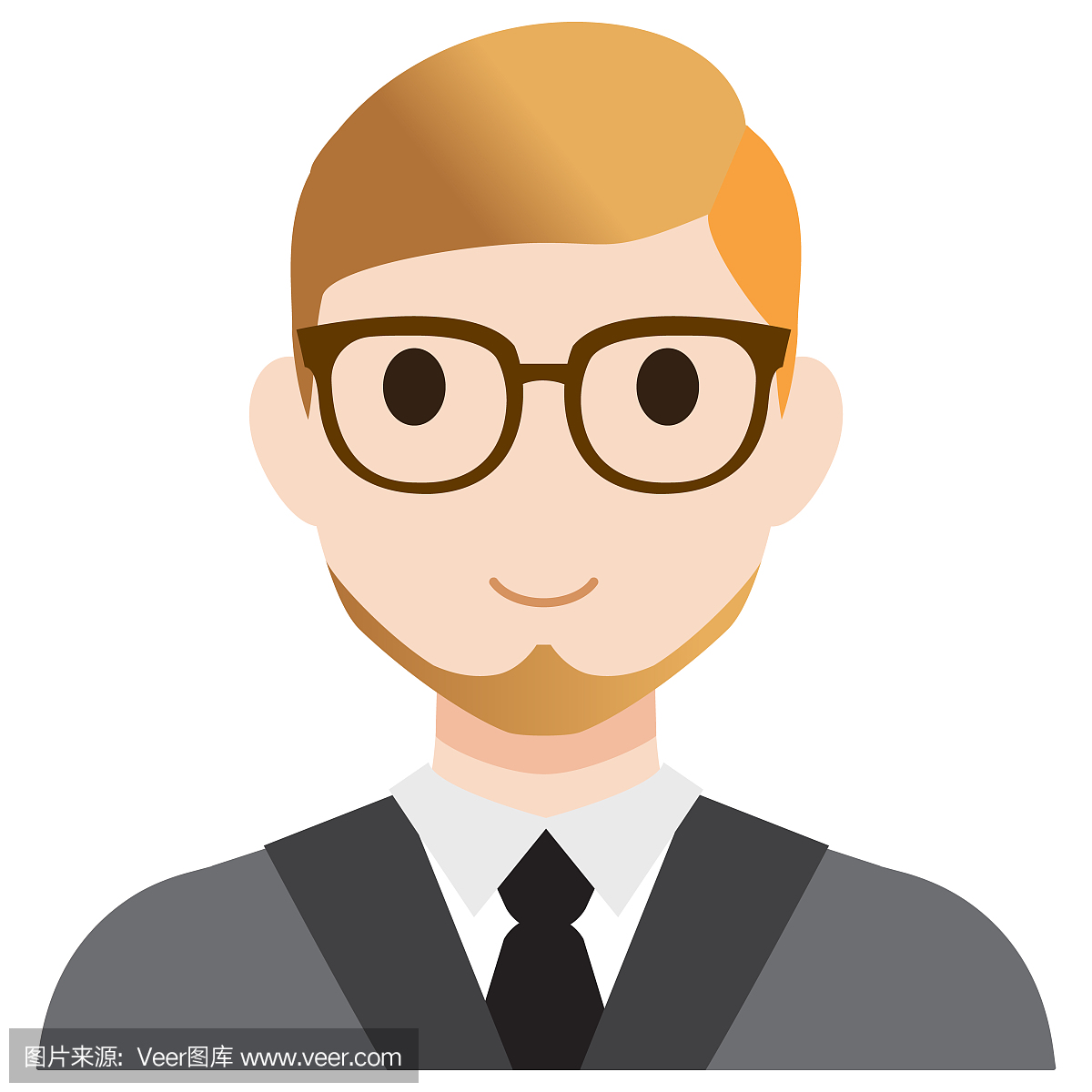 用户头像 - 教师。戴着眼镜的西装的老师。