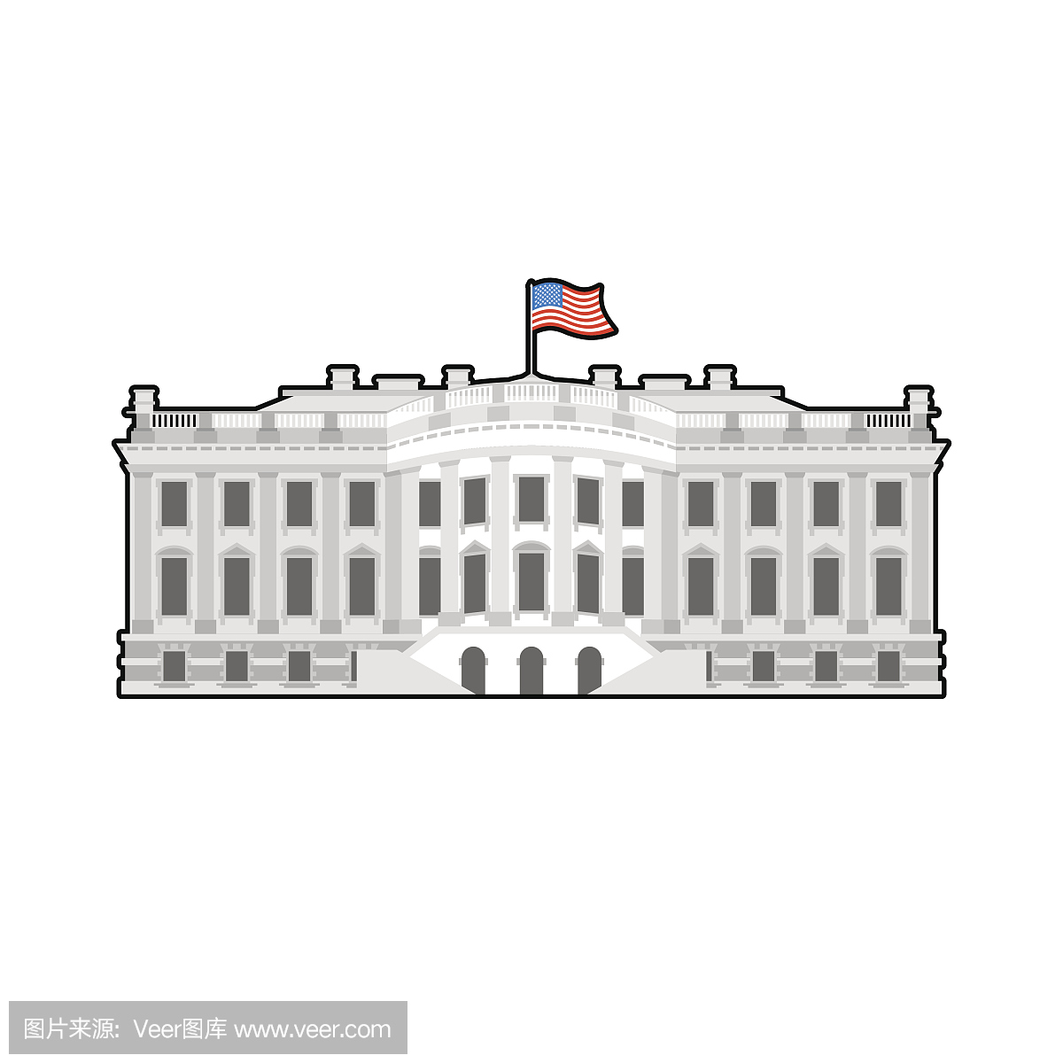 美国白宫。美国总统的住所。美国政府大楼。美