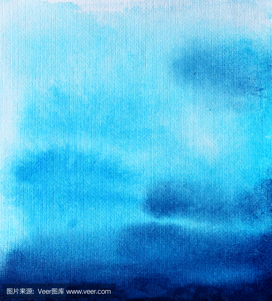 抽象蓝色水彩背景。