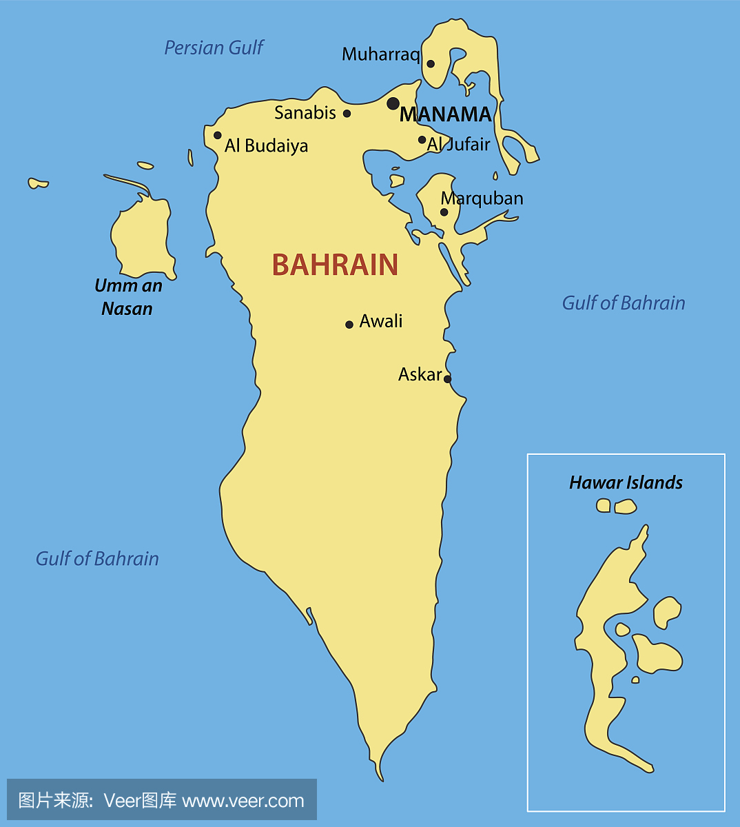巴林王国 - 矢量地图