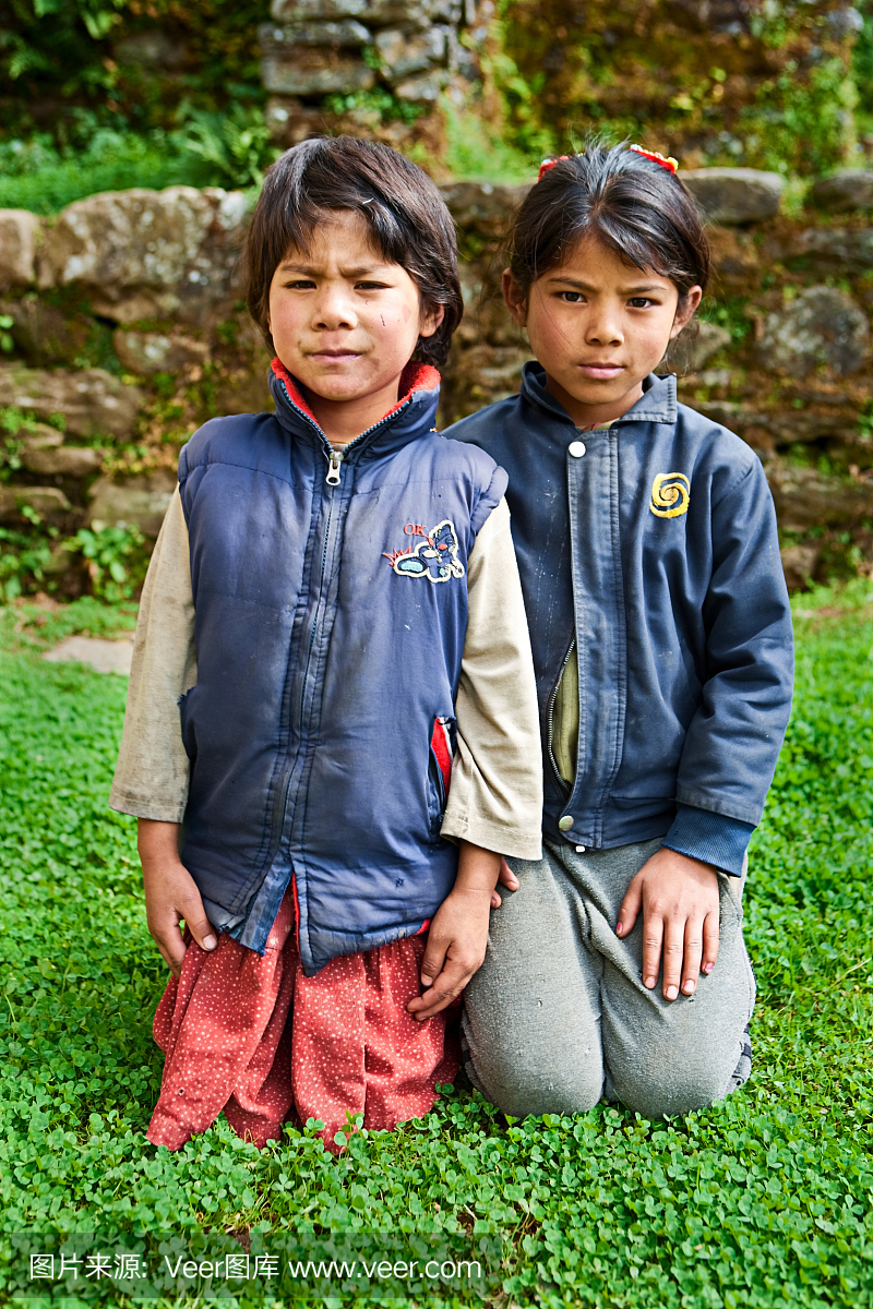 萨格马提国家公园的尼泊尔儿童