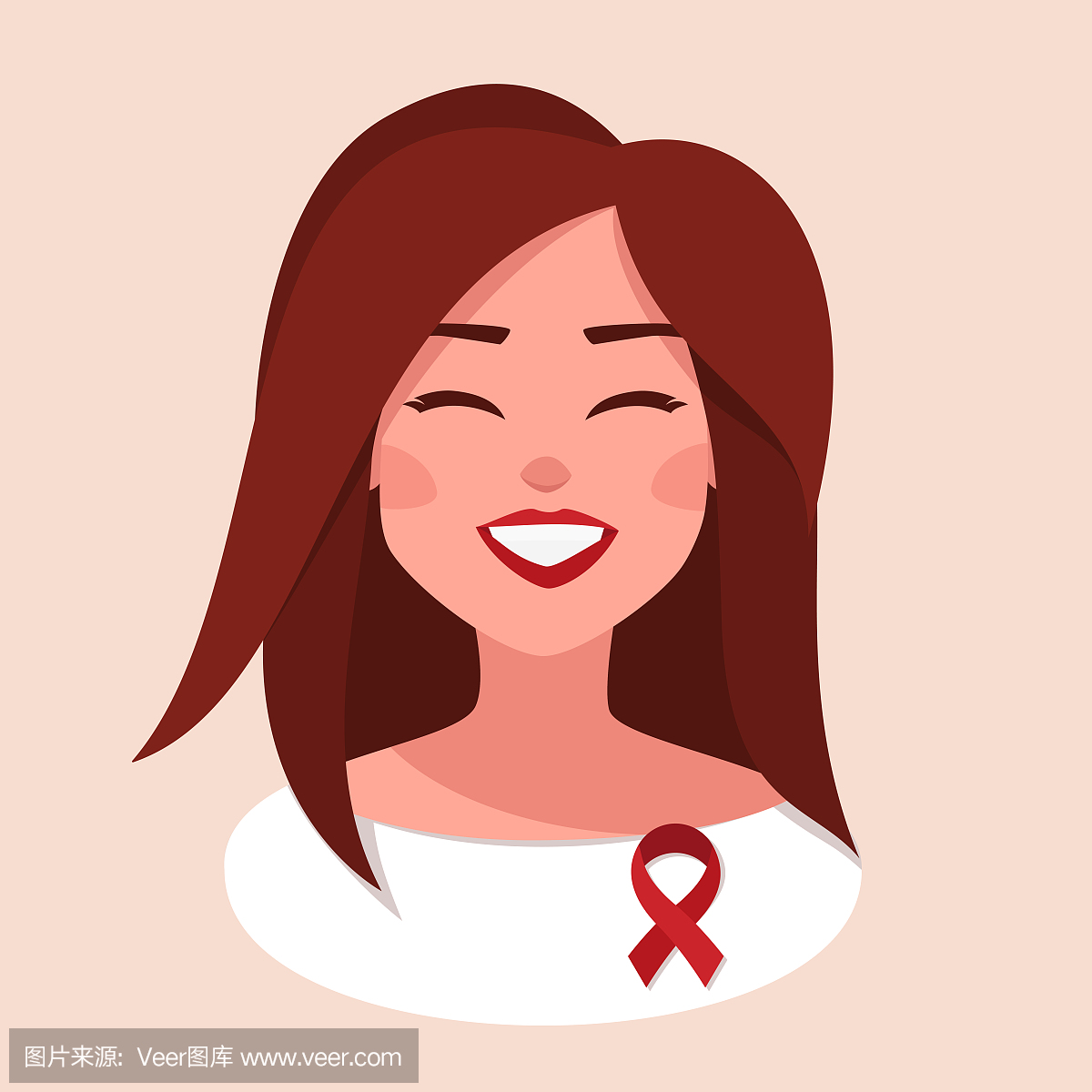 矢量女人红丝带世界艾滋病日插画