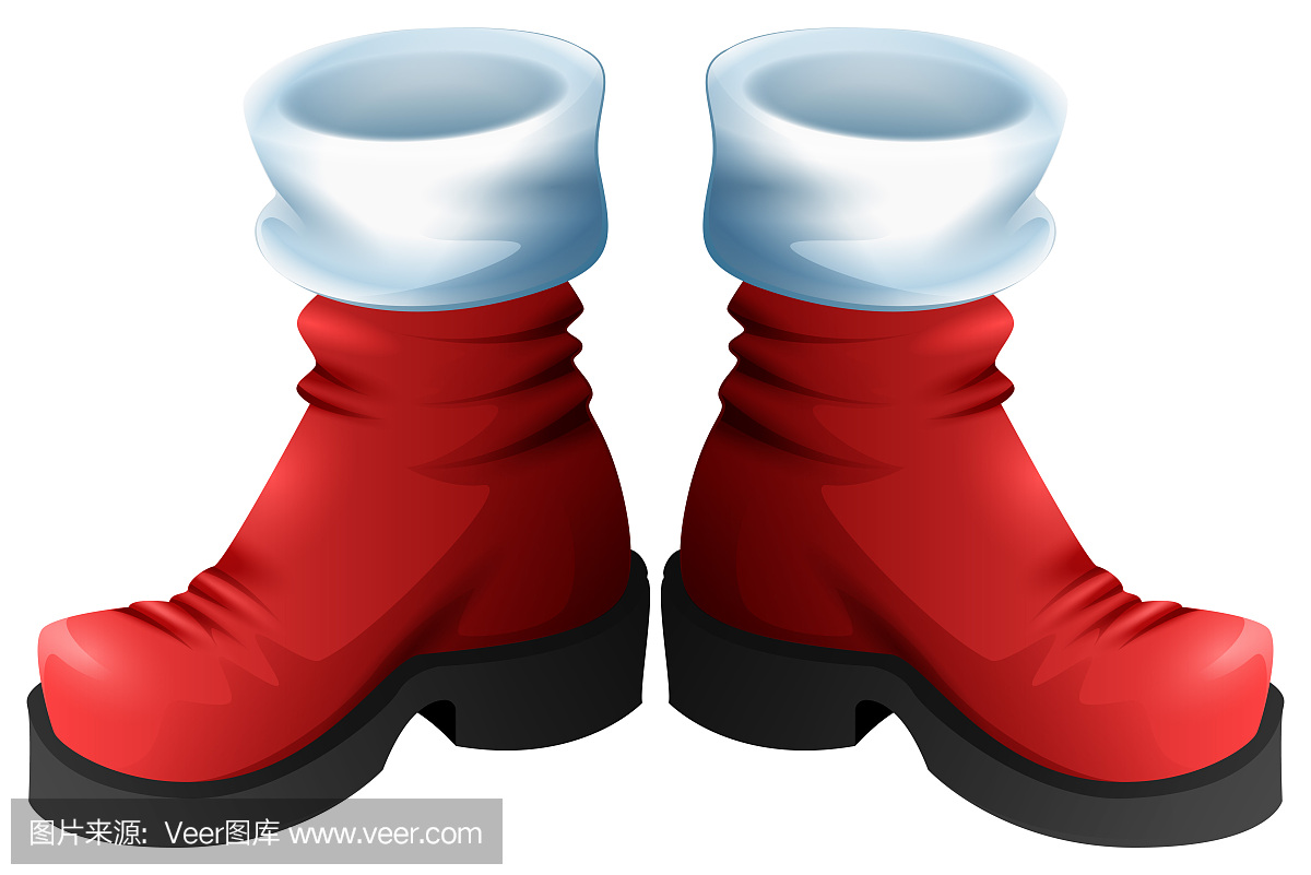 红色圣诞老人靴子配件圣诞节的象征