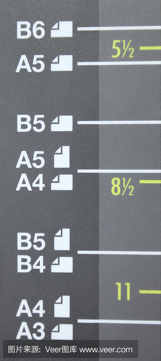 激光复印机上的纸张尺寸A3,A4,A5,B4,B5,B6