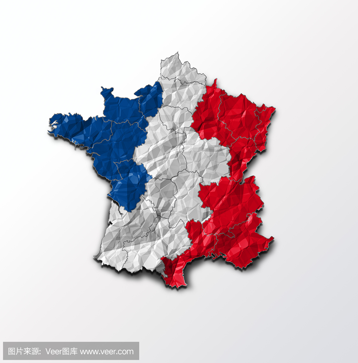 法国国旗在国家地图上