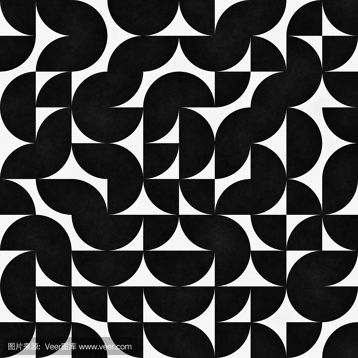 无缝模式与混沌半圆。抽象不规则复古背景。